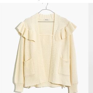 Madewell off white Ruffle Cardigan sweater XS